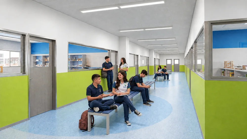 Corredor do IDAAM Ponta Negra com alunos